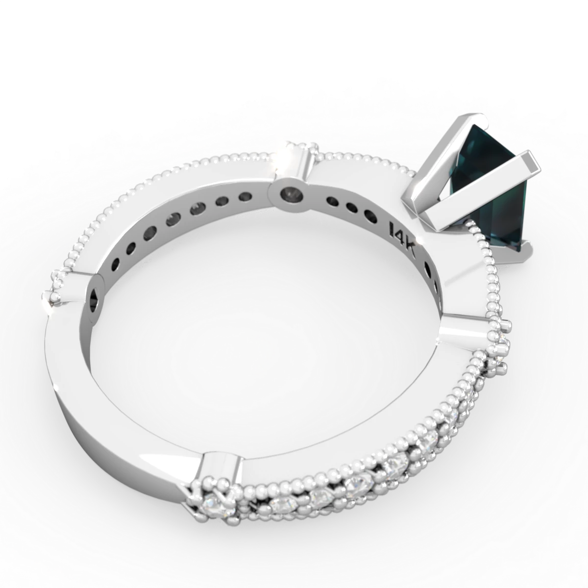 Alexandrite Sparkling Tiara 7X5mm Emerald-Cut 14K White Gold ring R26297EM