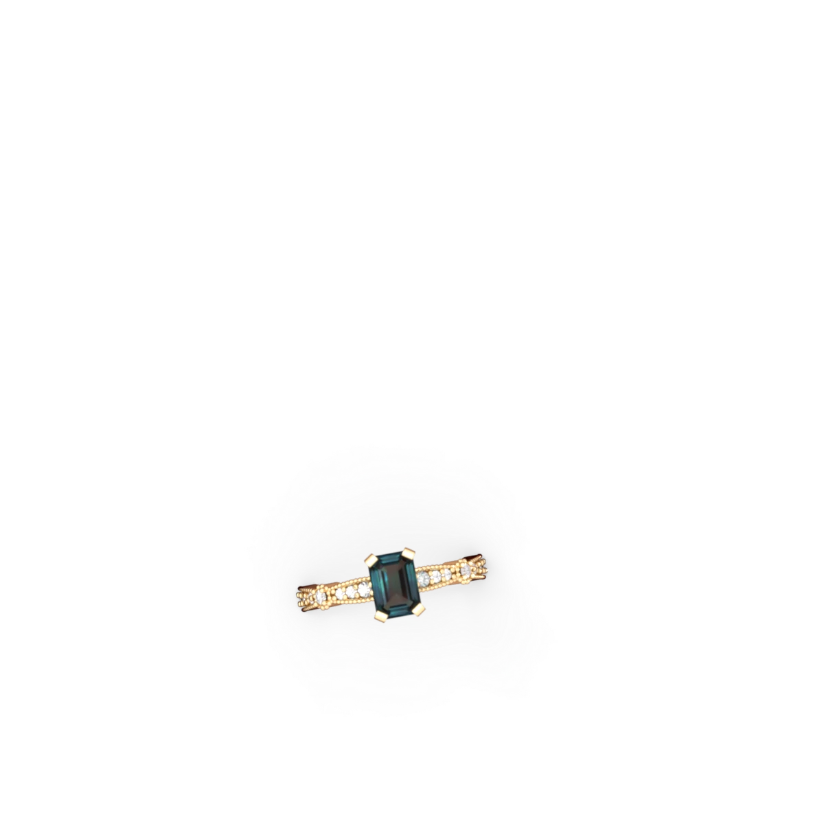 Alexandrite Sparkling Tiara 7X5mm Emerald-Cut 14K Yellow Gold ring R26297EM