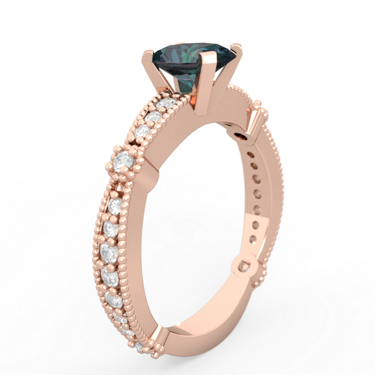 Alexandrite Sparkling Tiara 7X5mm Oval 14K Rose Gold ring R26297VL