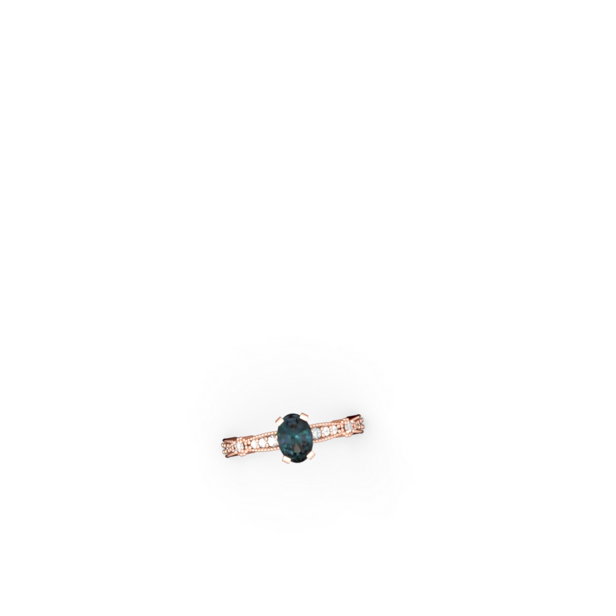Alexandrite Sparkling Tiara 7X5mm Oval 14K Rose Gold ring R26297VL