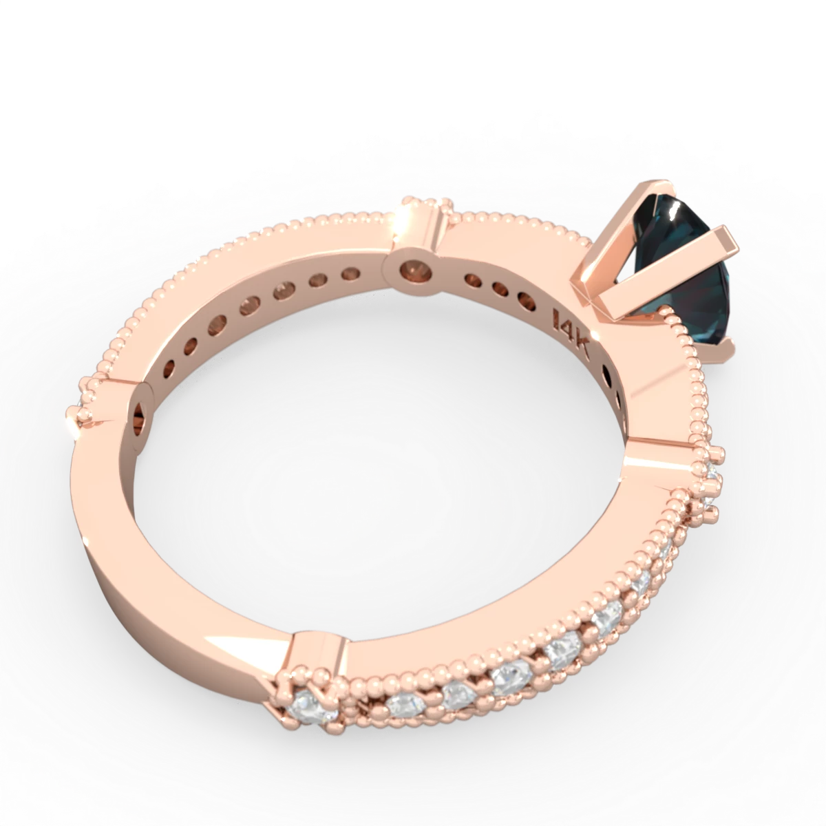 Alexandrite Sparkling Tiara 7X5mm Oval 14K Rose Gold ring R26297VL