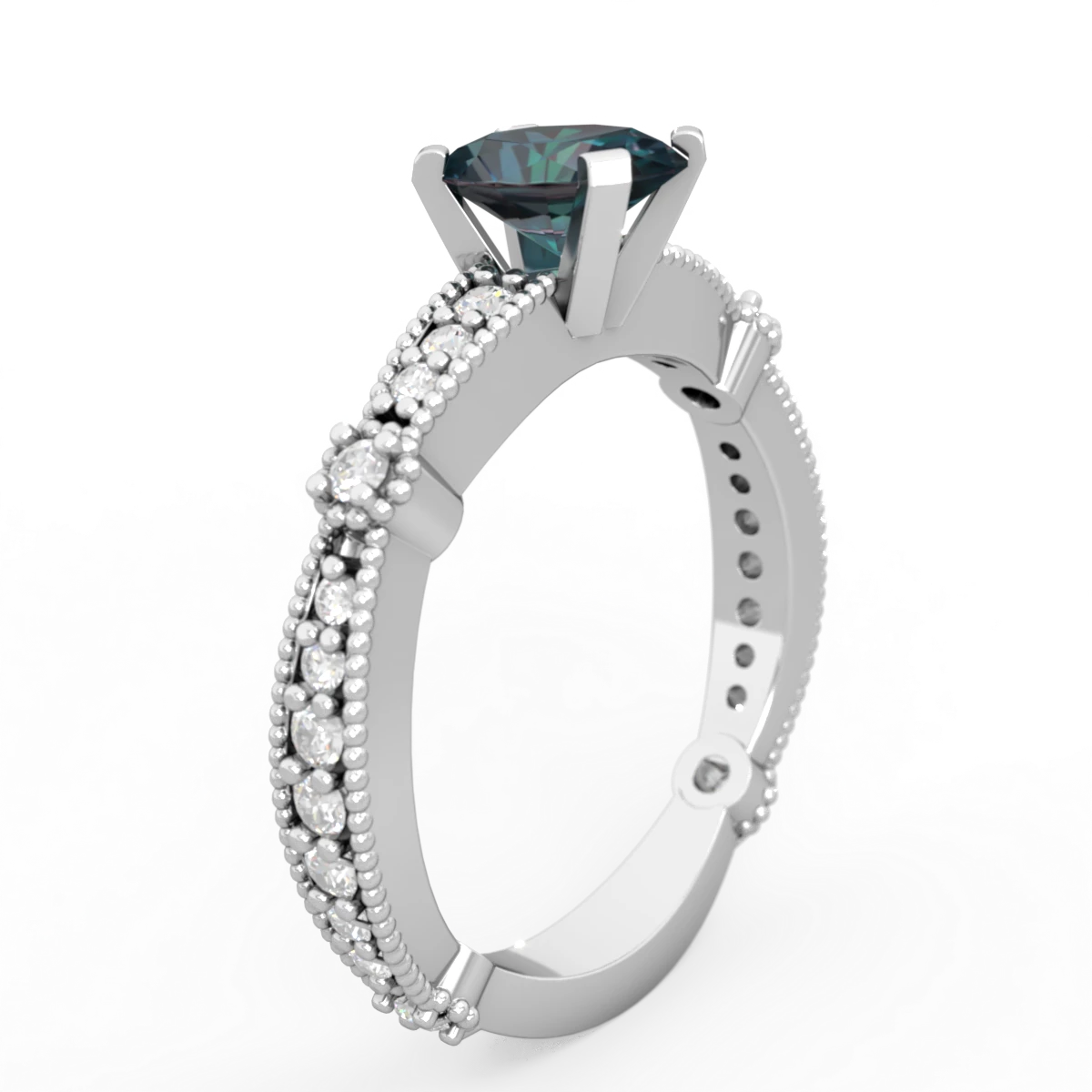 Alexandrite Sparkling Tiara 7X5mm Oval 14K White Gold ring R26297VL