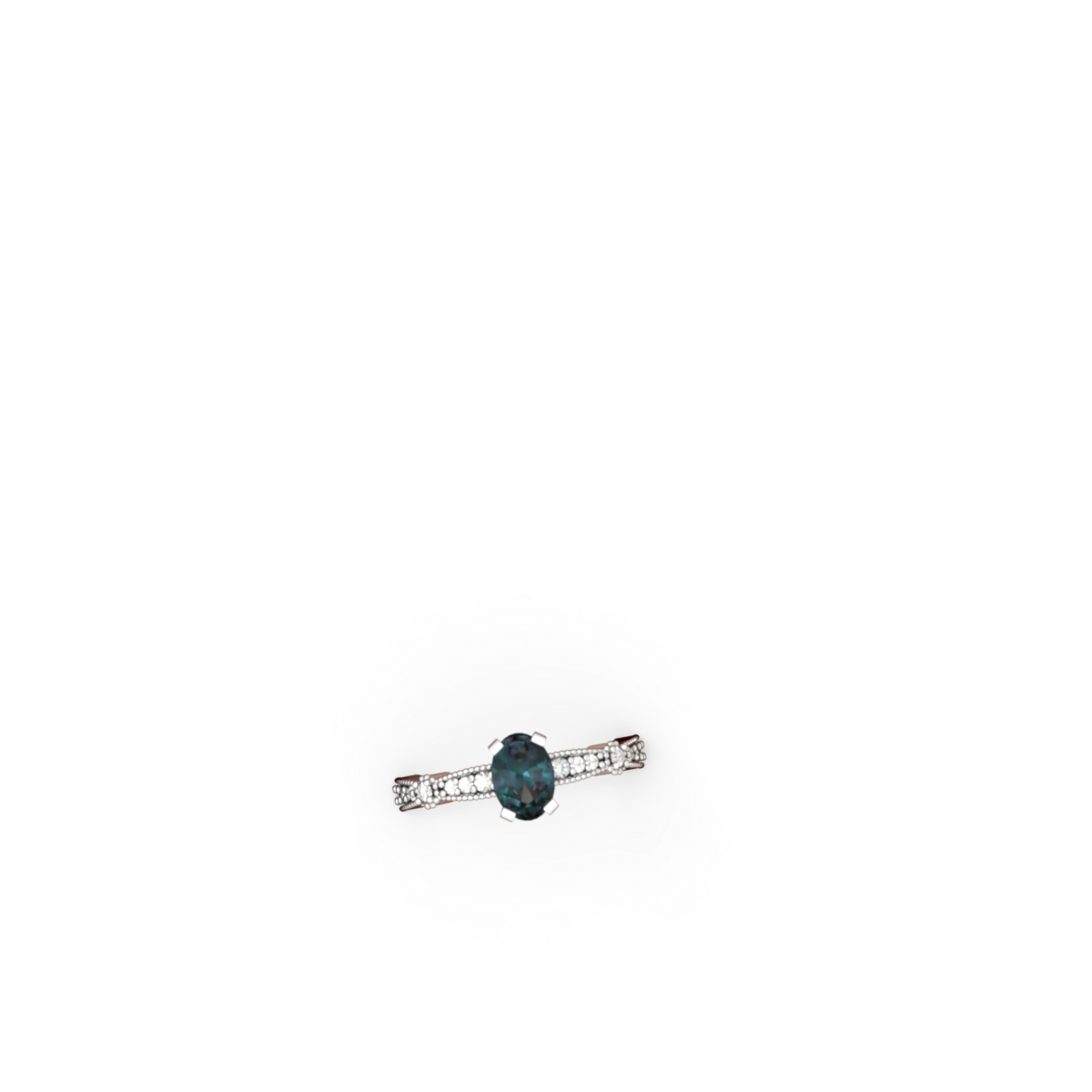 Alexandrite Sparkling Tiara 7X5mm Oval 14K White Gold ring R26297VL