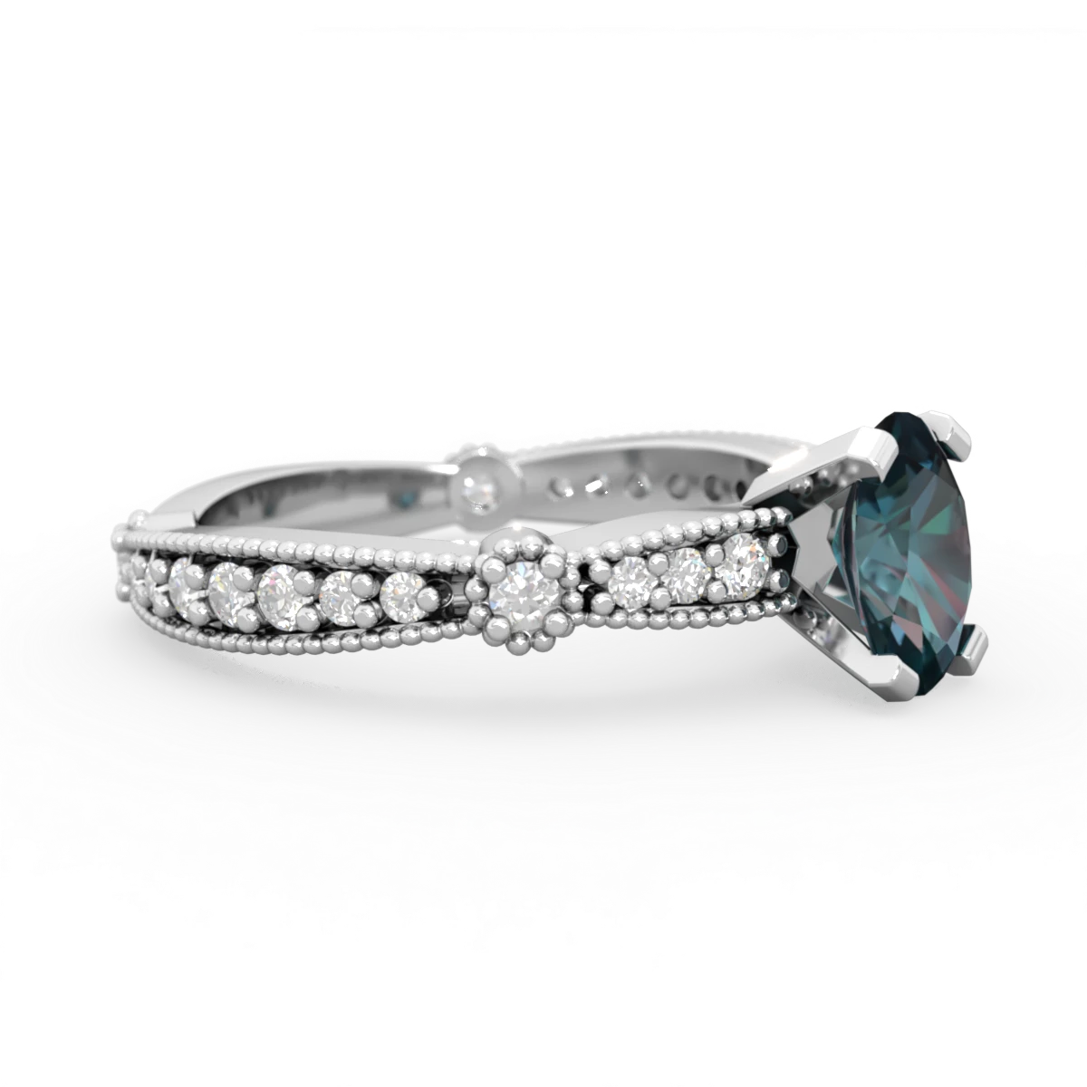 Alexandrite Sparkling Tiara 7X5mm Oval 14K White Gold ring R26297VL