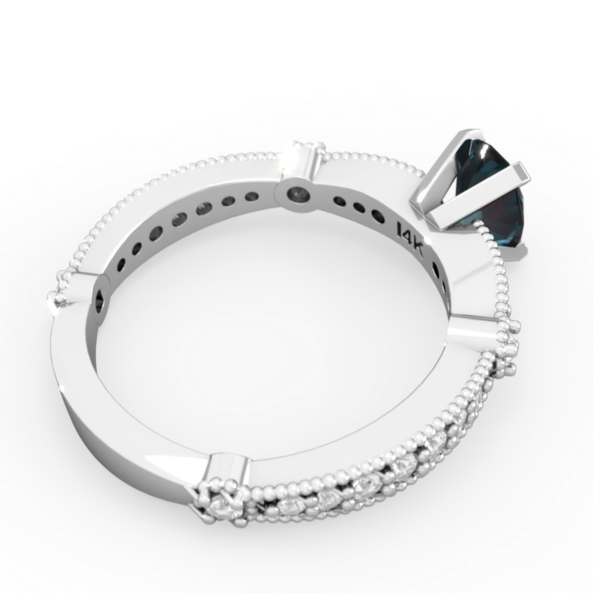 Alexandrite Sparkling Tiara 7X5mm Oval 14K White Gold ring R26297VL