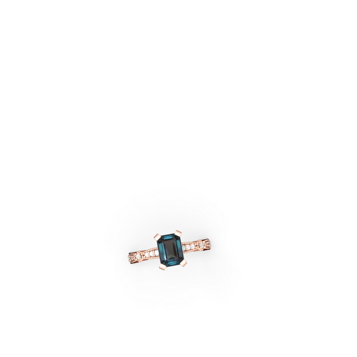 Alexandrite Sparkling Tiara 8X6 Emerald-Cut 14K Rose Gold ring R26298EM