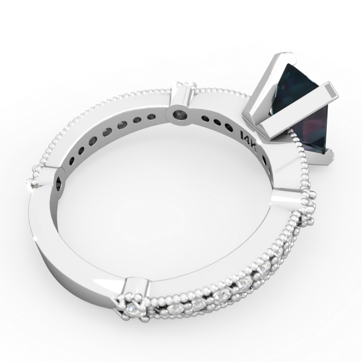 Alexandrite Sparkling Tiara 8X6 Emerald-Cut 14K White Gold ring R26298EM