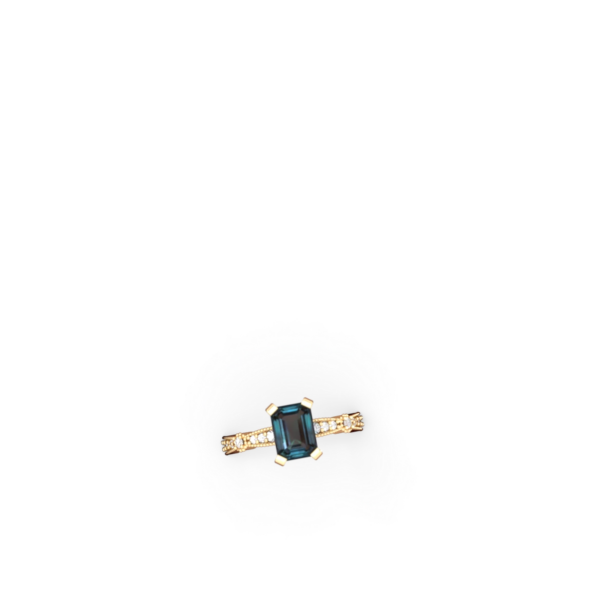 Alexandrite Sparkling Tiara 8X6 Emerald-Cut 14K Yellow Gold ring R26298EM