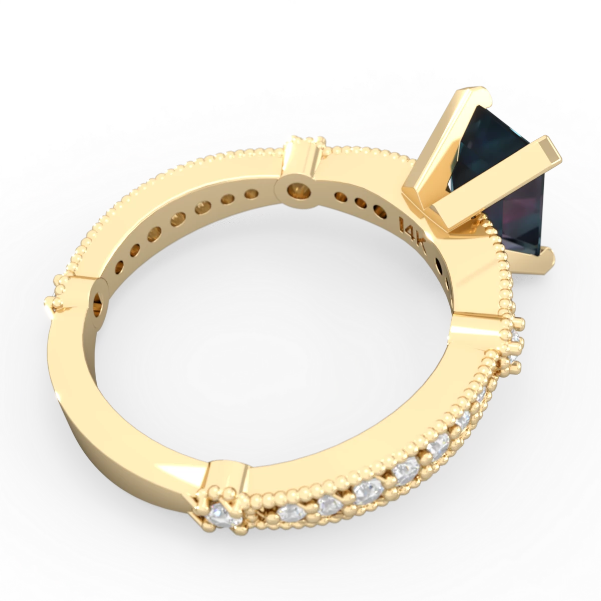 Alexandrite Sparkling Tiara 8X6 Emerald-Cut 14K Yellow Gold ring R26298EM