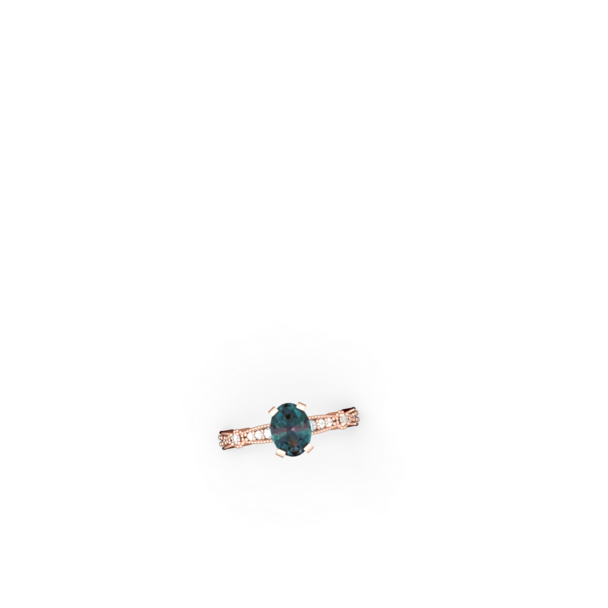 Alexandrite Sparkling Tiara 8X6 Oval 14K Rose Gold ring R26298VL