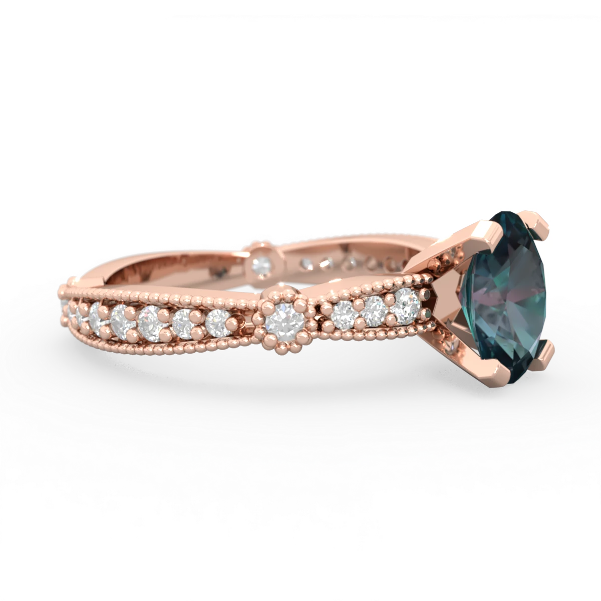 Alexandrite Sparkling Tiara 8X6 Oval 14K Rose Gold ring R26298VL