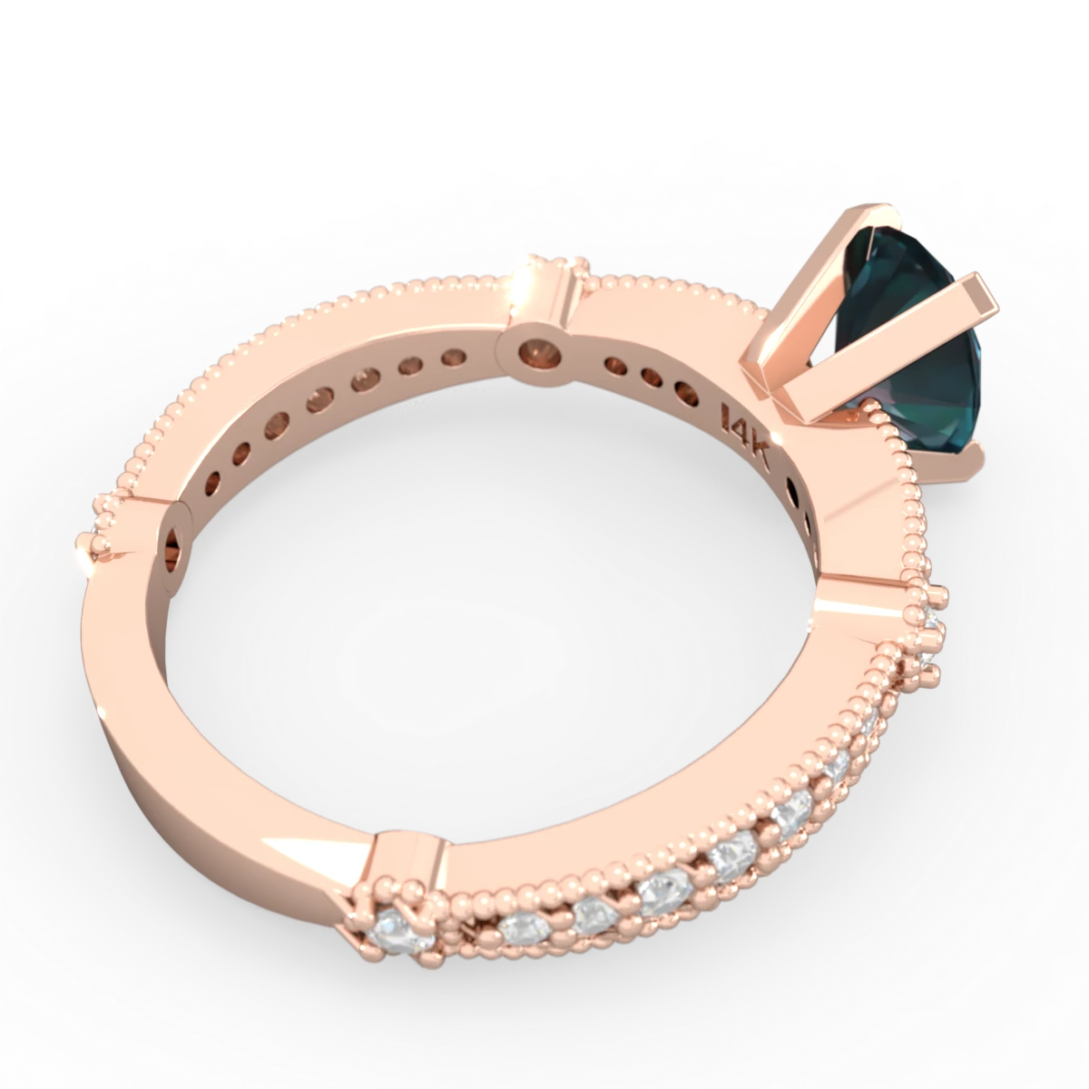 Alexandrite Sparkling Tiara 8X6 Oval 14K Rose Gold ring R26298VL