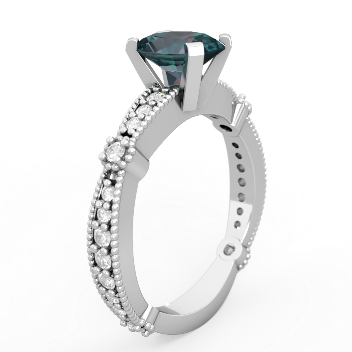 Alexandrite Sparkling Tiara 8X6 Oval 14K White Gold ring R26298VL