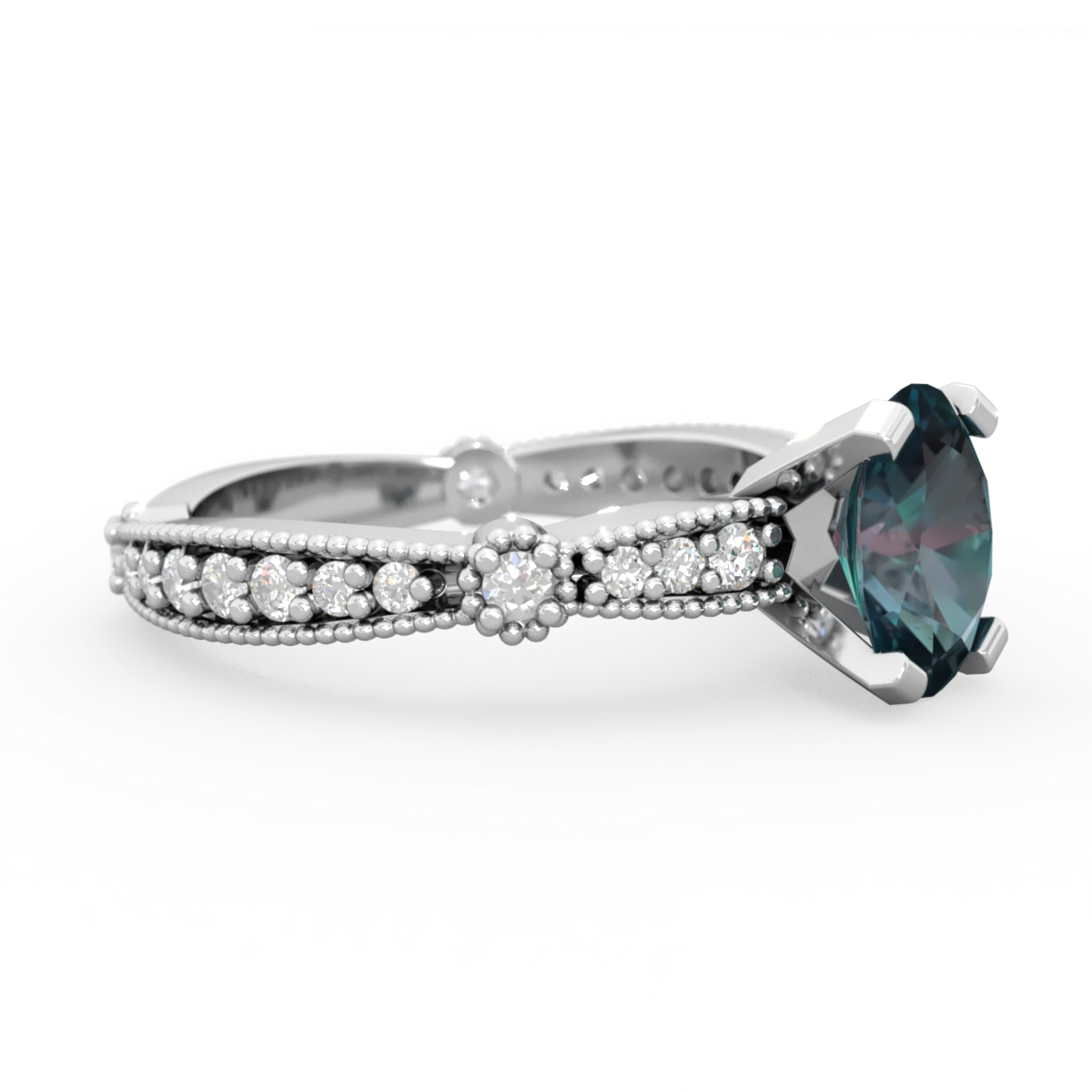 Alexandrite Sparkling Tiara 8X6 Oval 14K White Gold ring R26298VL