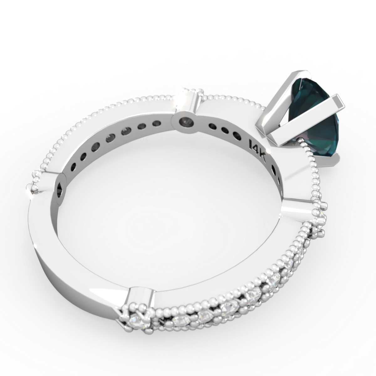 Alexandrite Sparkling Tiara 8X6 Oval 14K White Gold ring R26298VL