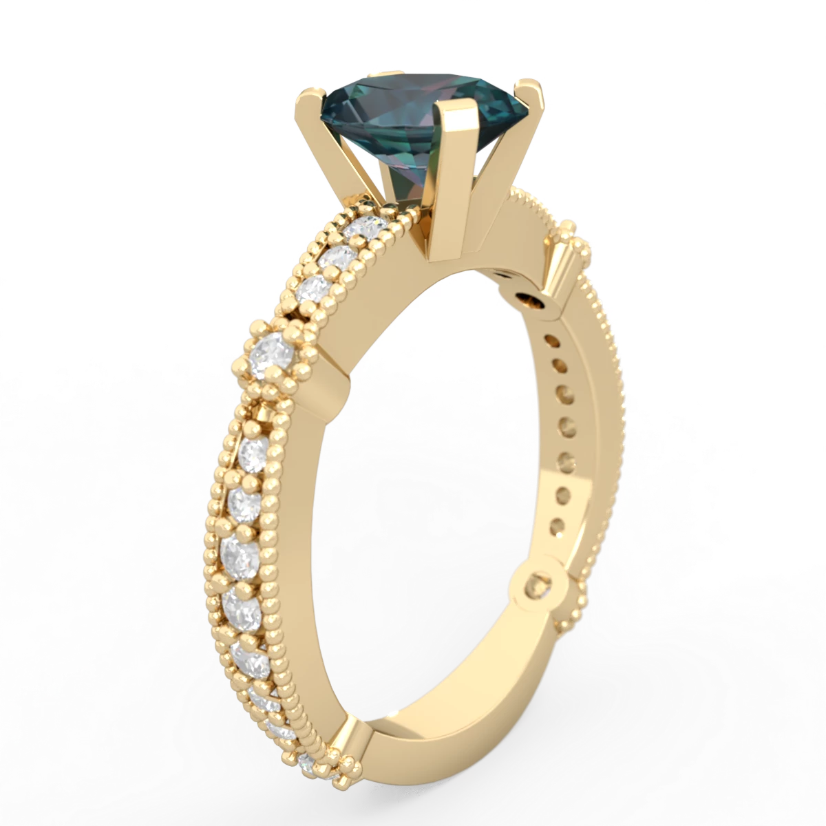 Alexandrite Sparkling Tiara 8X6 Oval 14K Yellow Gold ring R26298VL