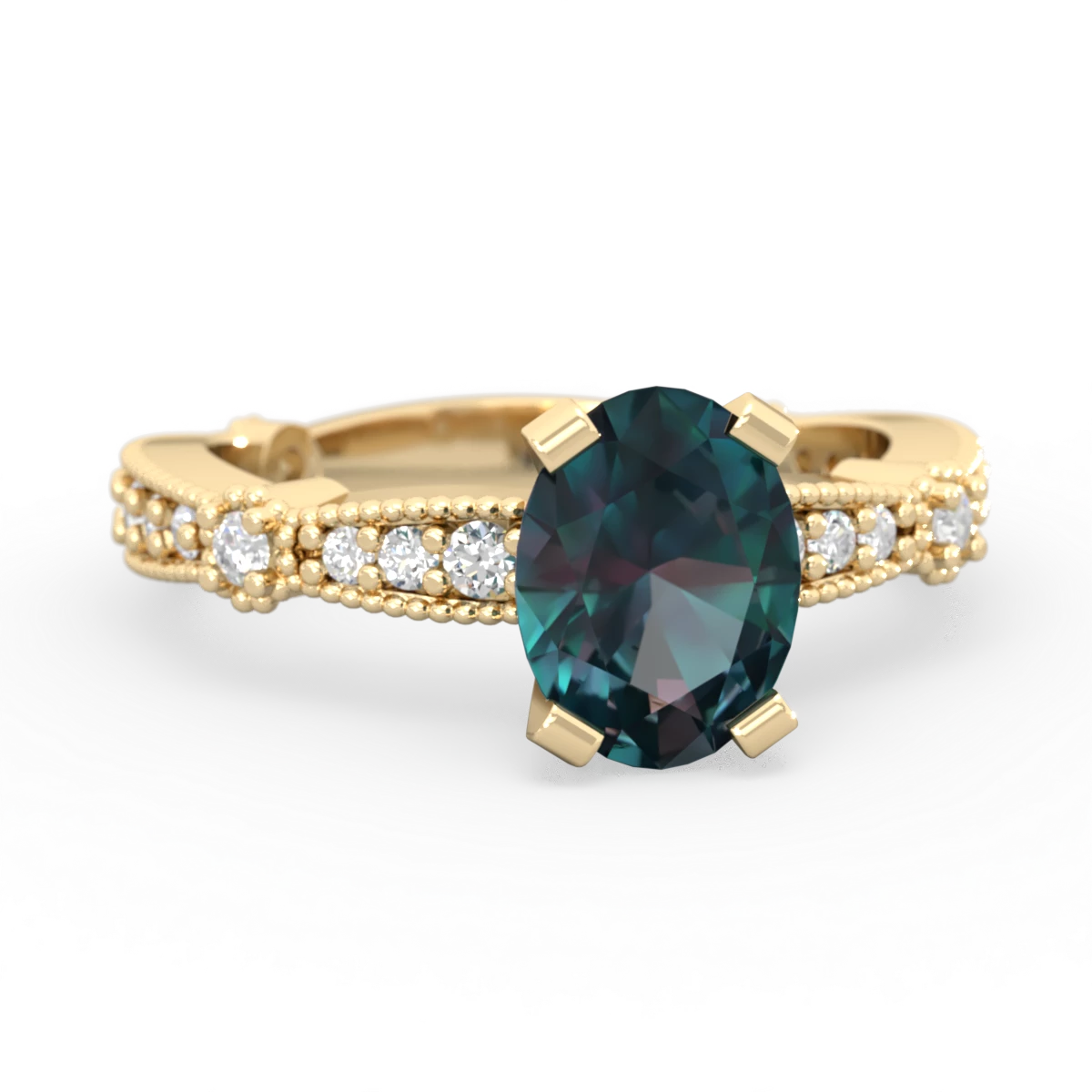 Alexandrite Sparkling Tiara 8X6 Oval 14K Yellow Gold ring R26298VL