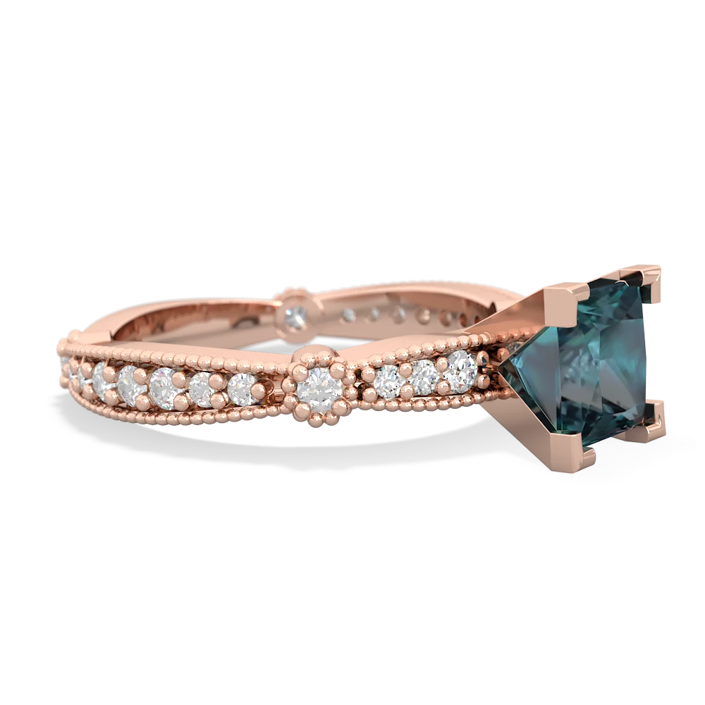 Alexandrite Sparkling Tiara 6Mm Princess 14K Rose Gold ring R26296SQ