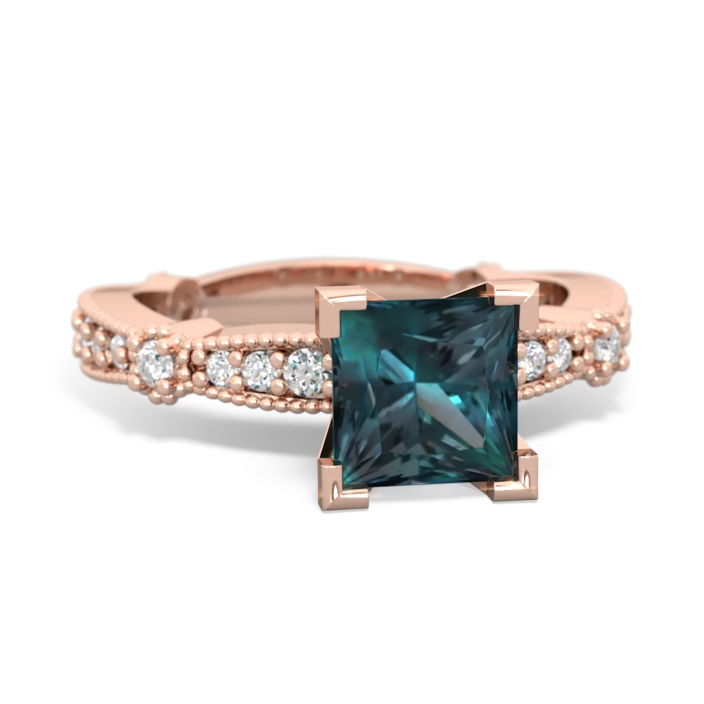 Alexandrite Sparkling Tiara 6Mm Princess 14K Rose Gold ring R26296SQ