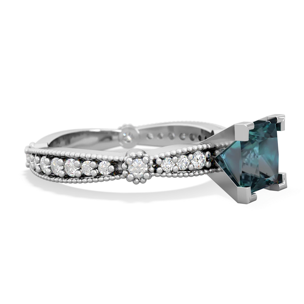 Alexandrite Sparkling Tiara 6Mm Princess 14K White Gold ring R26296SQ