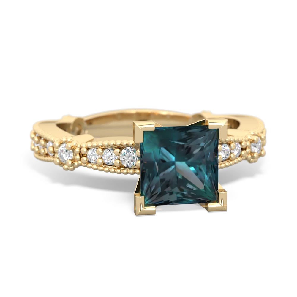 Alexandrite Sparkling Tiara 6Mm Princess 14K Yellow Gold ring R26296SQ