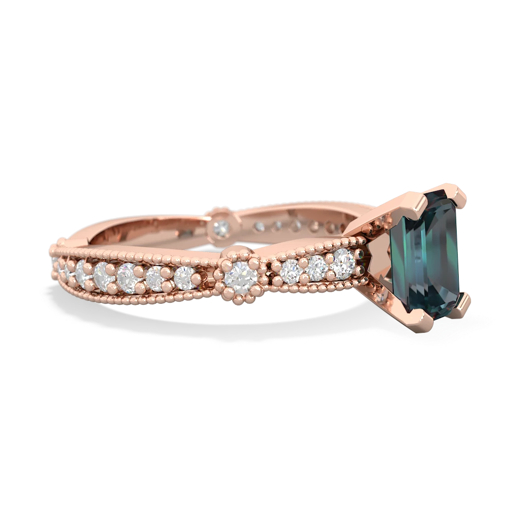 Alexandrite Sparkling Tiara 7X5mm Emerald-Cut 14K Rose Gold ring R26297EM