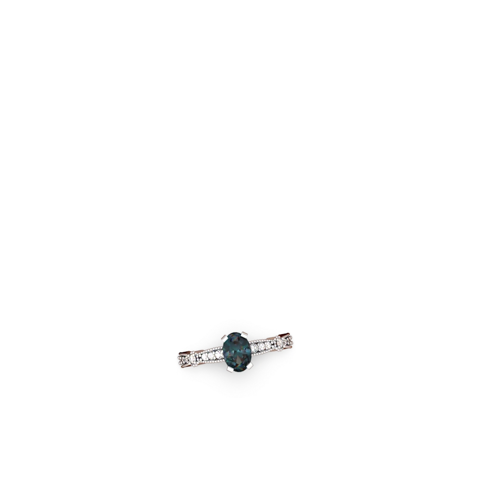 Alexandrite Sparkling Tiara 7X5mm Oval 14K White Gold ring R26297VL