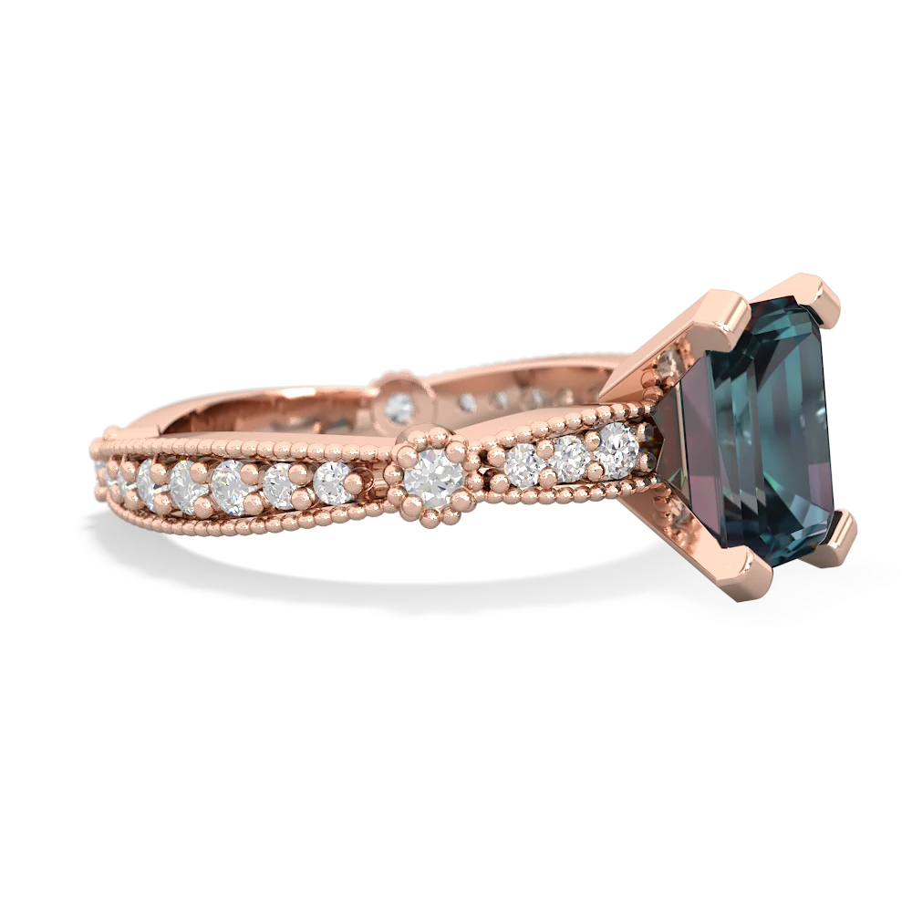 Alexandrite Sparkling Tiara 8X6 Emerald-Cut 14K Rose Gold ring R26298EM