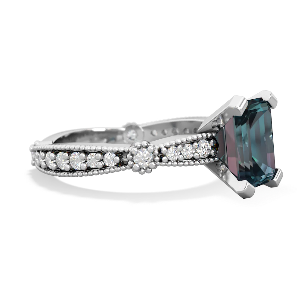 Alexandrite Sparkling Tiara 8X6 Emerald-Cut 14K White Gold ring R26298EM