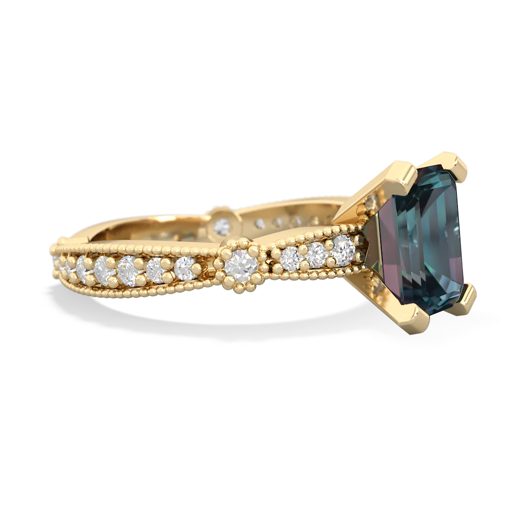 Alexandrite Sparkling Tiara 8X6 Emerald-Cut 14K Yellow Gold ring R26298EM