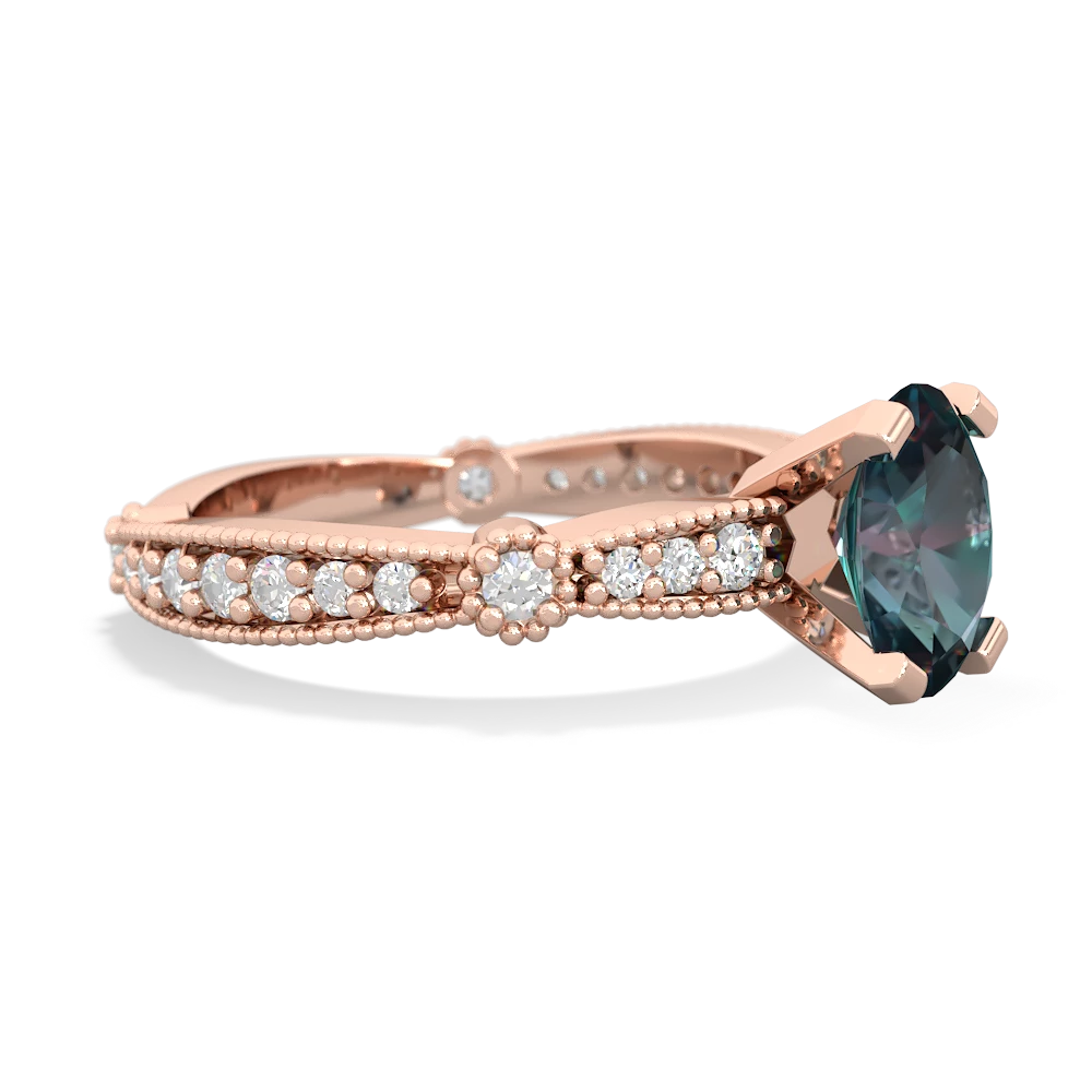 Alexandrite Sparkling Tiara 8X6 Oval 14K Rose Gold ring R26298VL