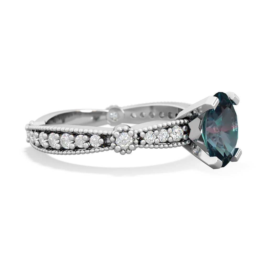 Alexandrite Sparkling Tiara 8X6 Oval 14K White Gold ring R26298VL