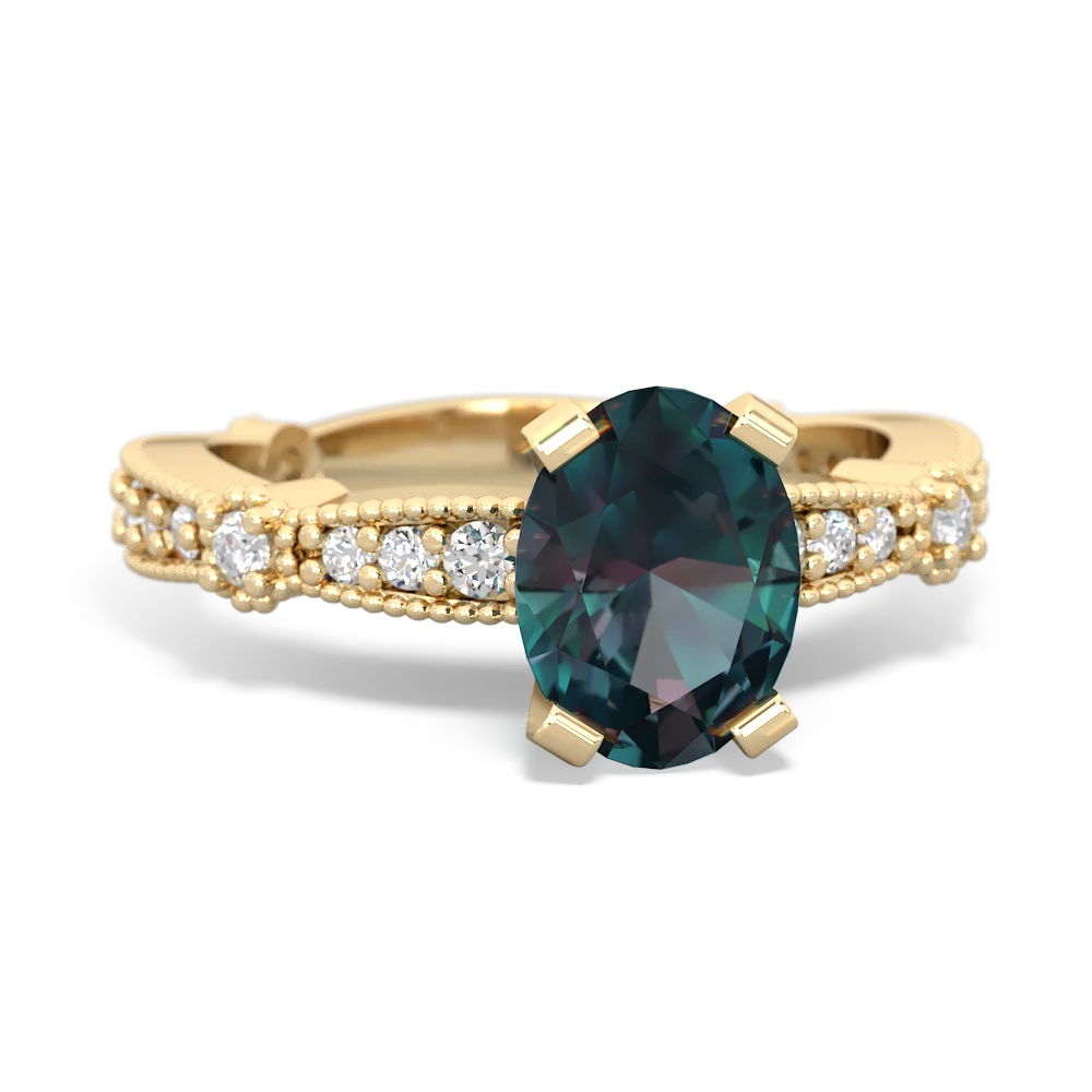 Alexandrite Sparkling Tiara 8X6 Oval 14K Yellow Gold ring R26298VL