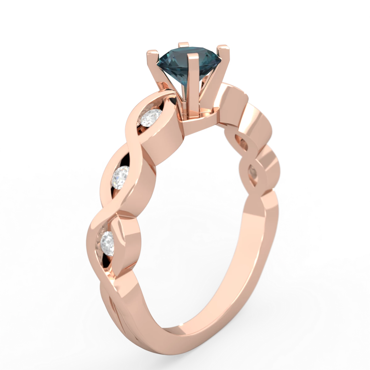 Alexandrite Infinity 5Mm Round Engagement 14K Rose Gold ring R26315RD