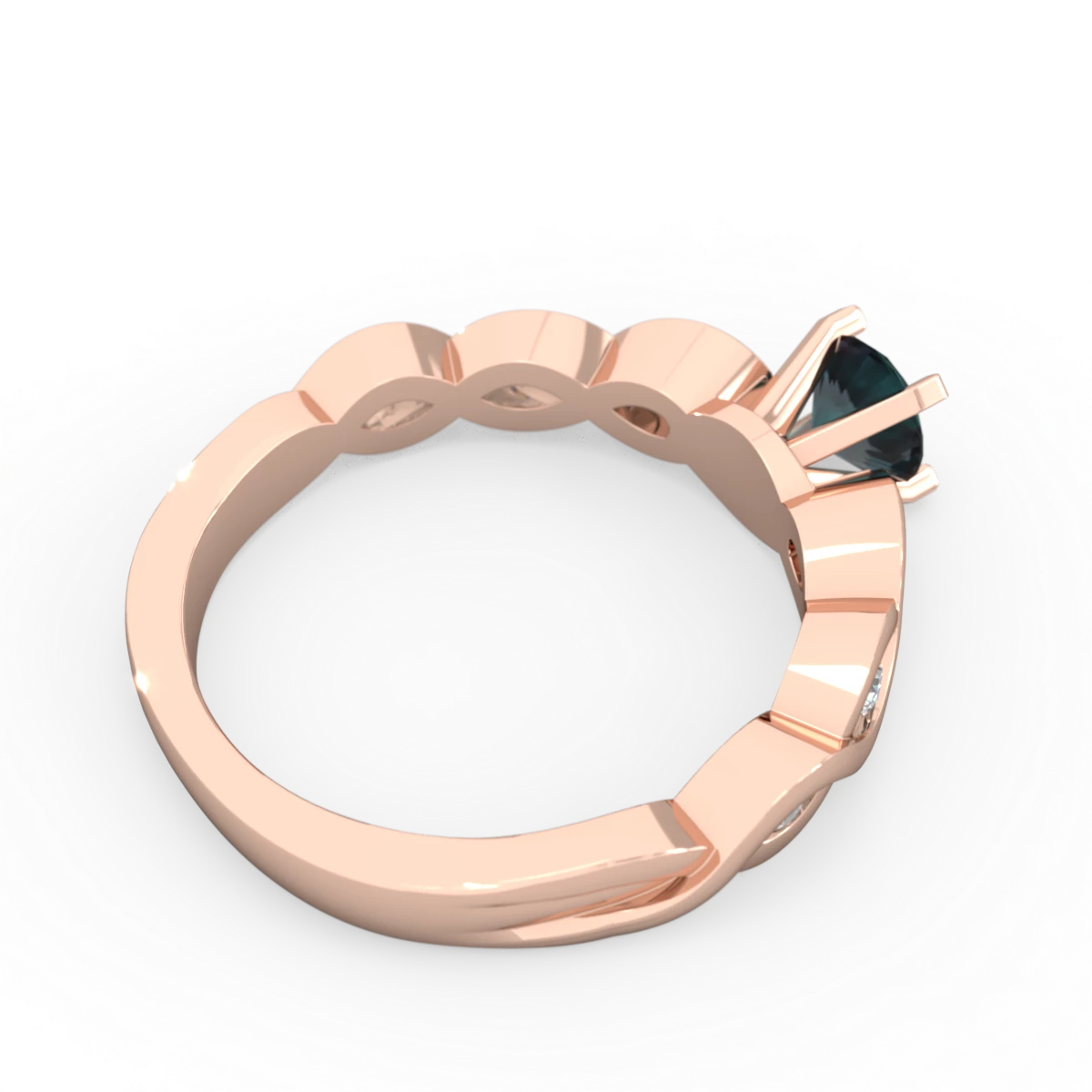 Alexandrite Infinity 5Mm Round Engagement 14K Rose Gold ring R26315RD