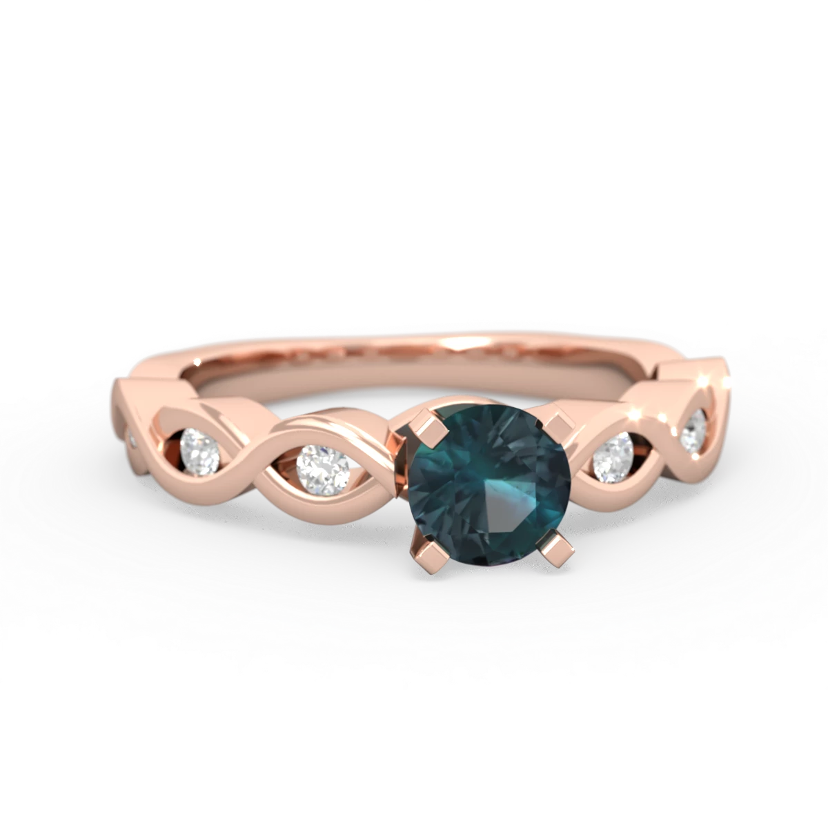 Alexandrite Infinity 5Mm Round Engagement 14K Rose Gold ring R26315RD