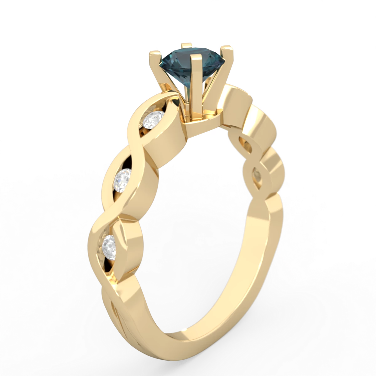 Alexandrite Infinity 5Mm Round Engagement 14K Yellow Gold ring R26315RD