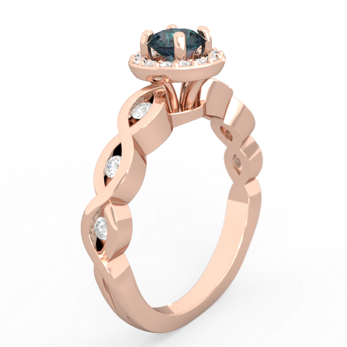 Alexandrite Infinity Halo Engagement 14K Rose Gold ring R26315RH
