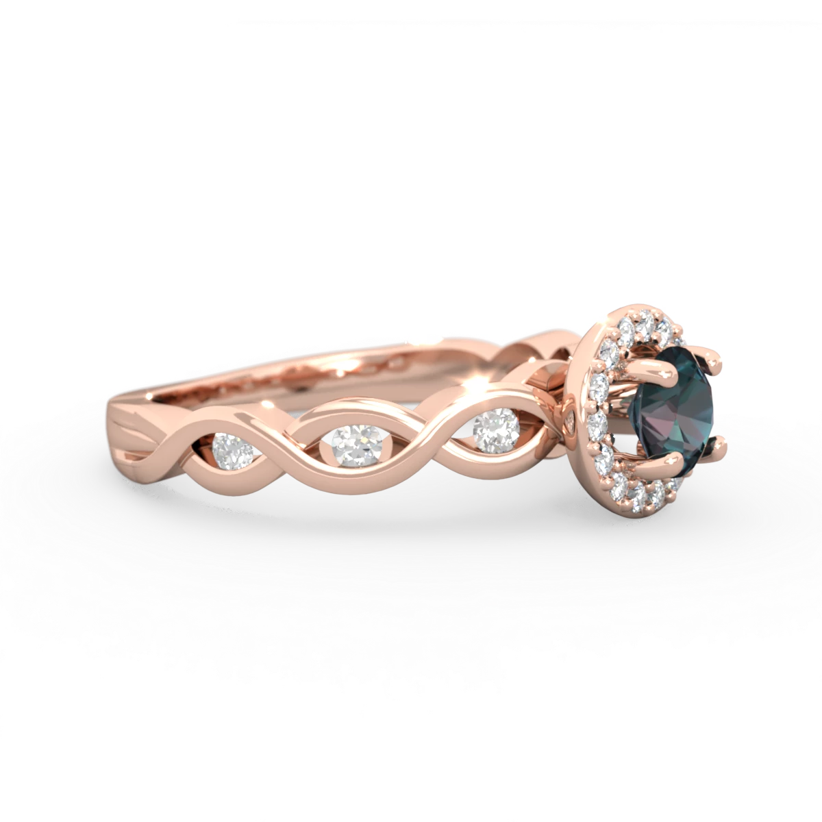 Alexandrite Infinity Halo Engagement 14K Rose Gold ring R26315RH