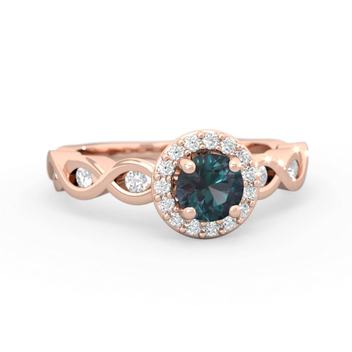 Alexandrite Infinity Halo Engagement 14K Rose Gold ring R26315RH