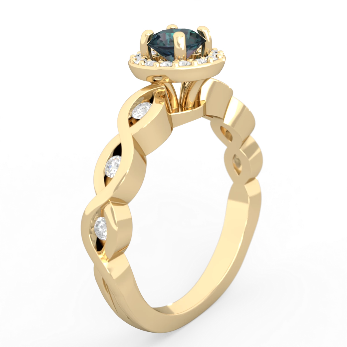 Alexandrite Infinity Halo Engagement 14K Yellow Gold ring R26315RH