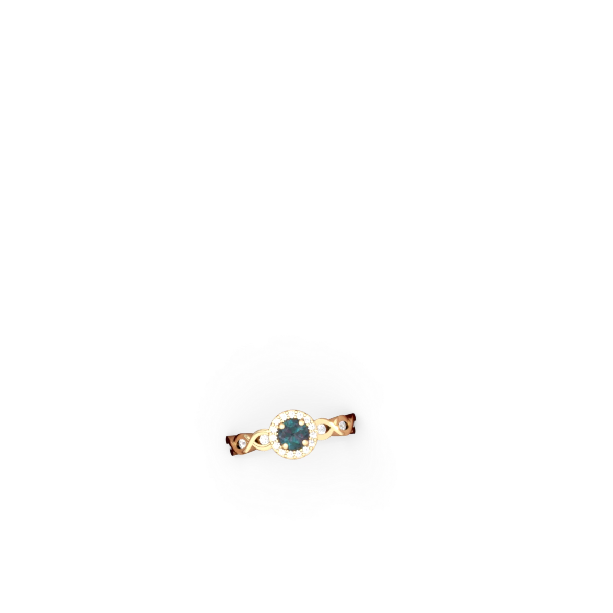 Alexandrite Infinity Halo Engagement 14K Yellow Gold ring R26315RH