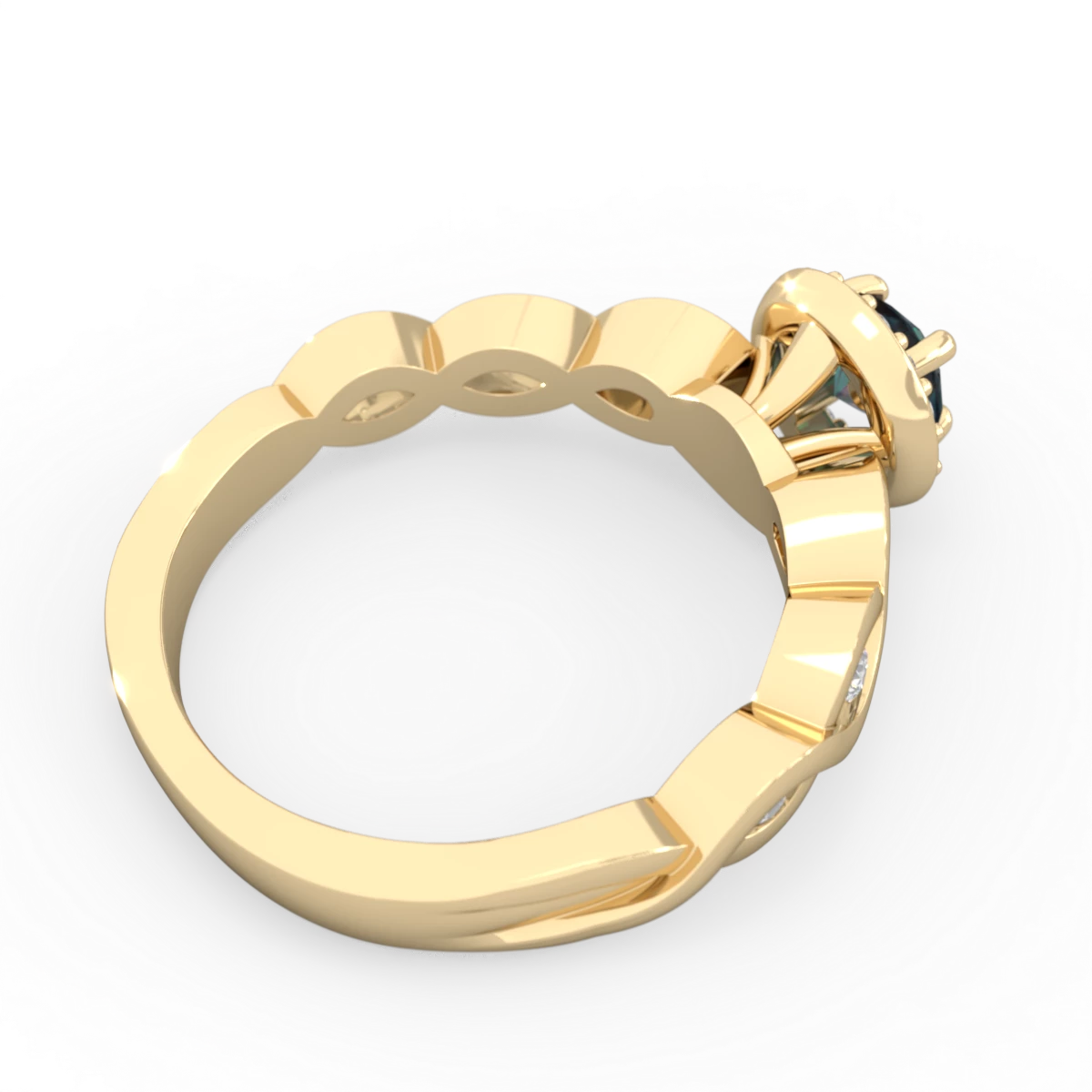 Alexandrite Infinity Halo Engagement 14K Yellow Gold ring R26315RH