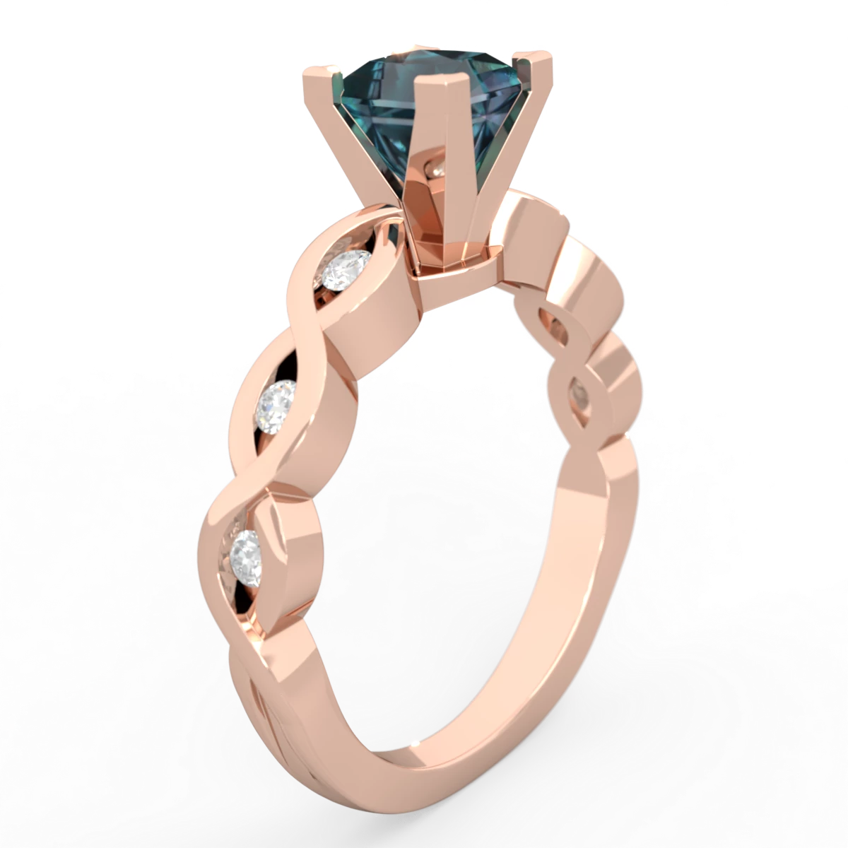 Alexandrite Infinity 5Mm Square Engagement 14K Rose Gold ring R26315SQ