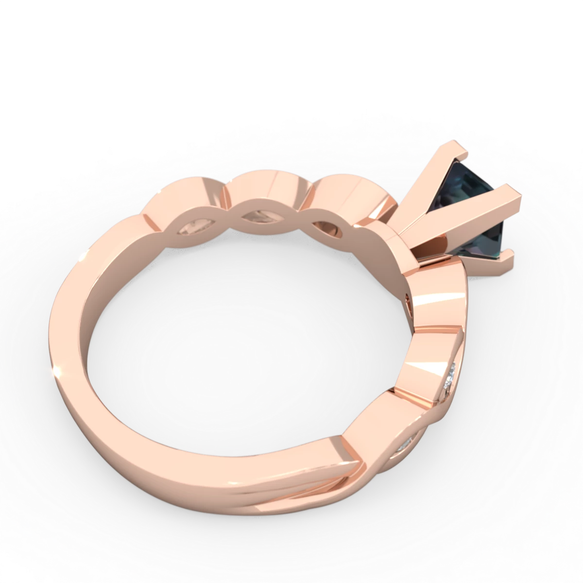 Alexandrite Infinity 5Mm Square Engagement 14K Rose Gold ring R26315SQ