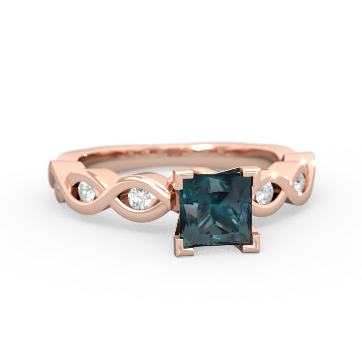 Alexandrite Infinity 5Mm Square Engagement 14K Rose Gold ring R26315SQ
