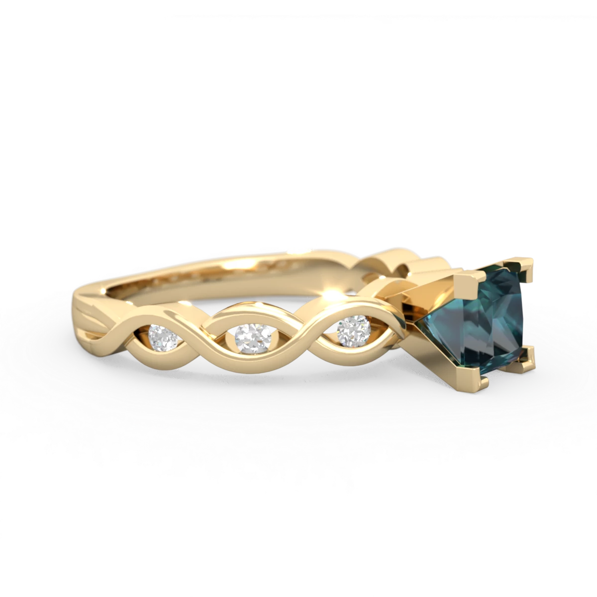 Alexandrite Infinity 5Mm Square Engagement 14K Yellow Gold ring R26315SQ