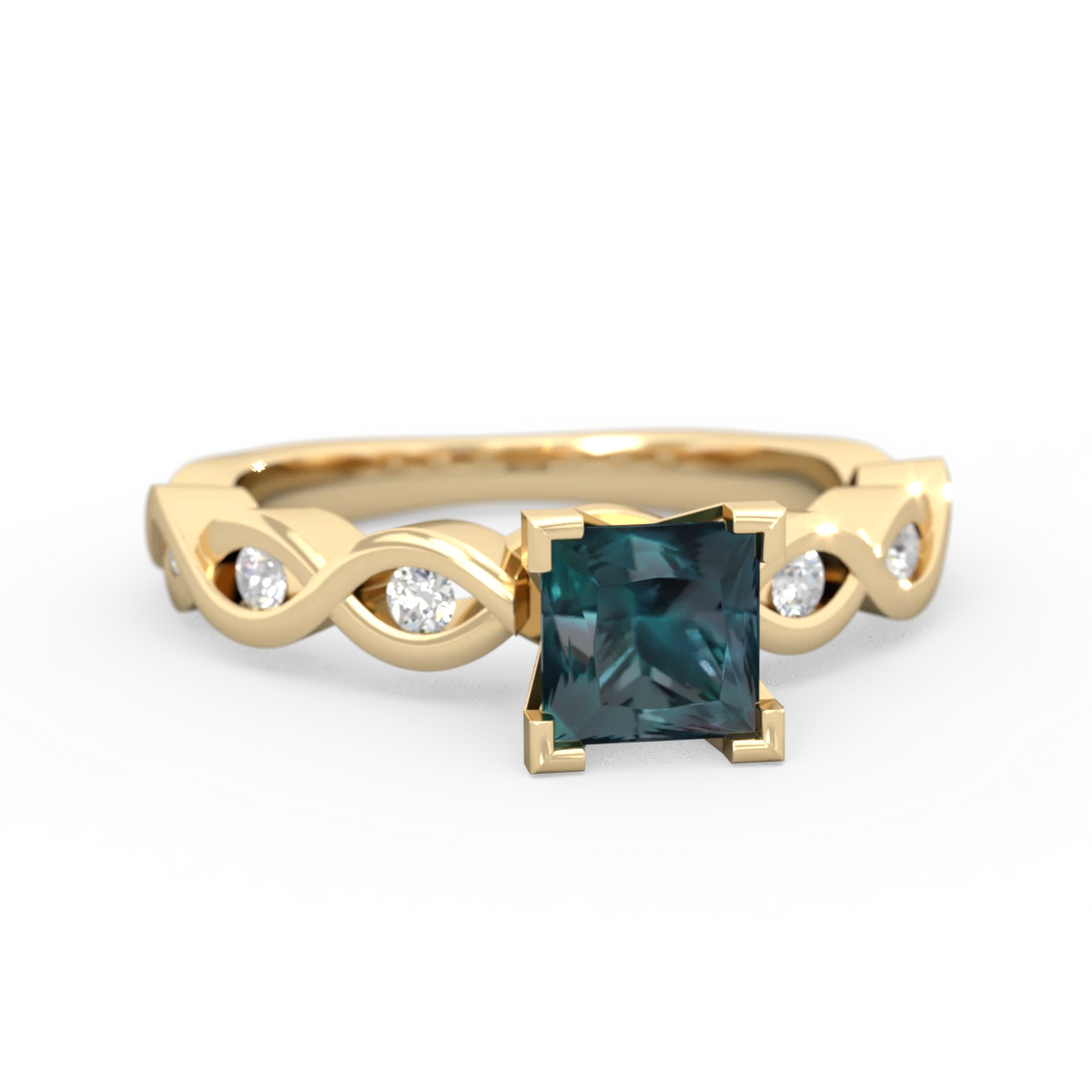 Alexandrite Infinity 5Mm Square Engagement 14K Yellow Gold ring R26315SQ