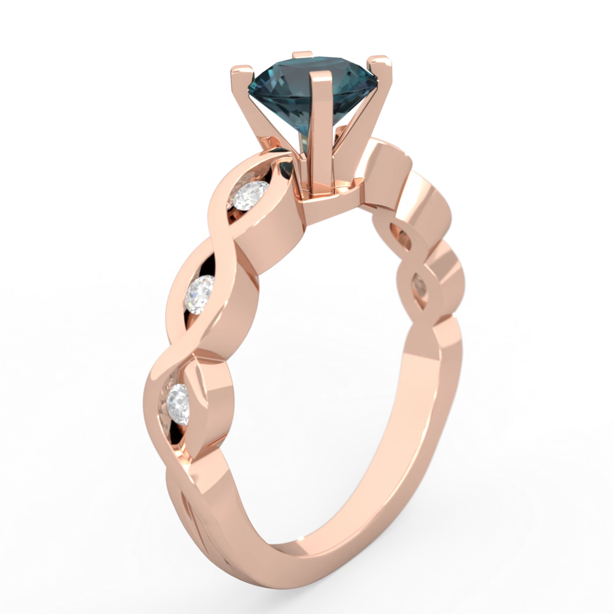 Alexandrite Infinity 6Mm Round Engagement 14K Rose Gold ring R26316RD