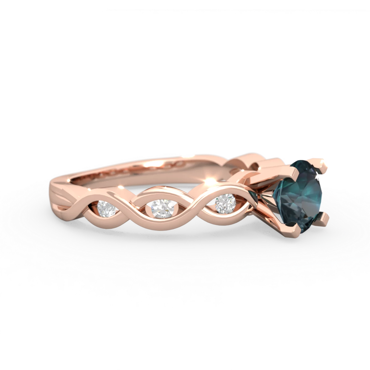 Alexandrite Infinity 6Mm Round Engagement 14K Rose Gold ring R26316RD